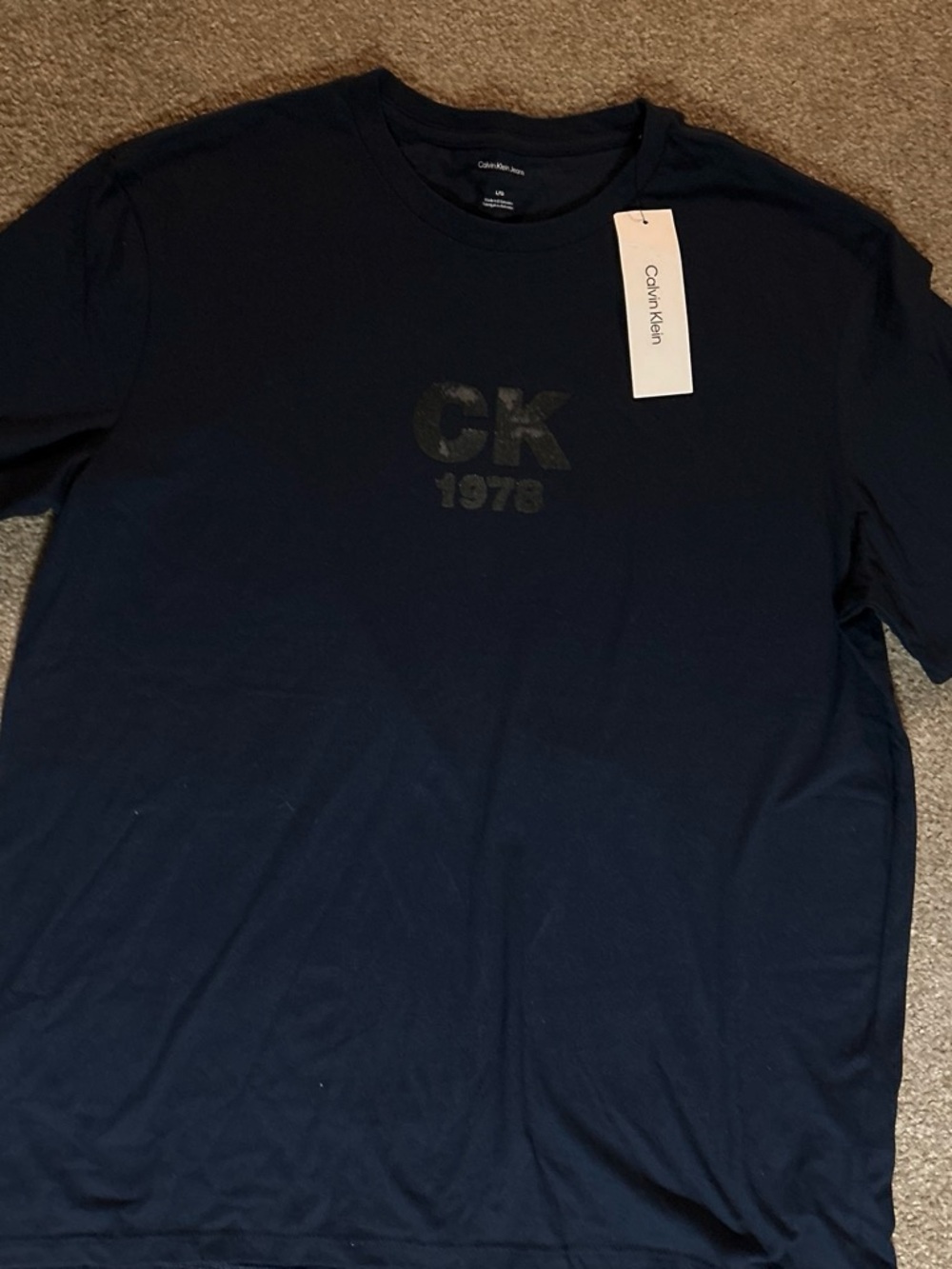 Calvin Klein Men's Dark Blue CK 1978 Logo Short Sleeve Tee
